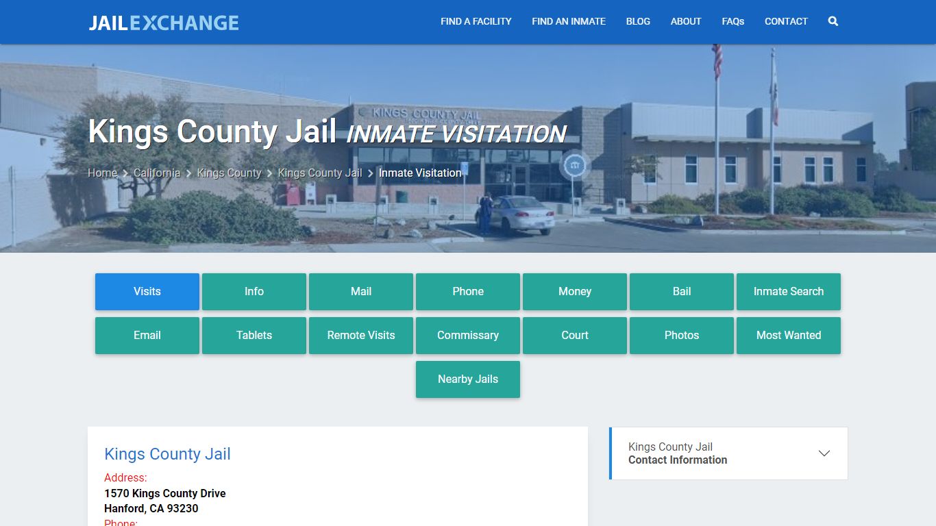 Inmate Visitation - Kings County Jail, CA - Jail Exchange